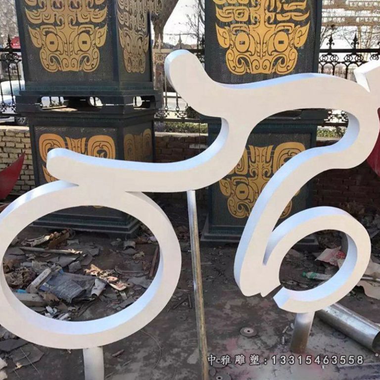 不锈钢抽象骑车 广场景观雕塑