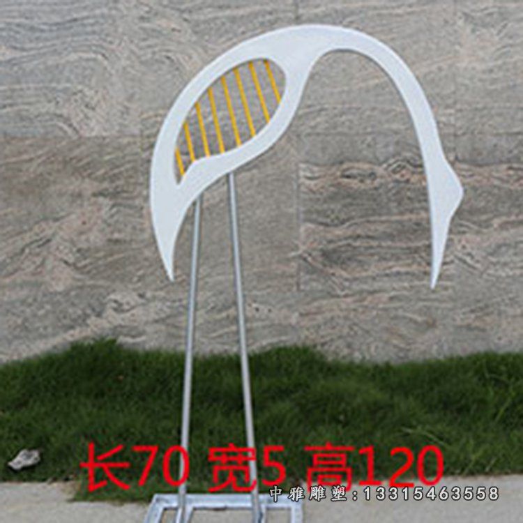 不锈钢抽象几何仙鹤雕塑 (2)