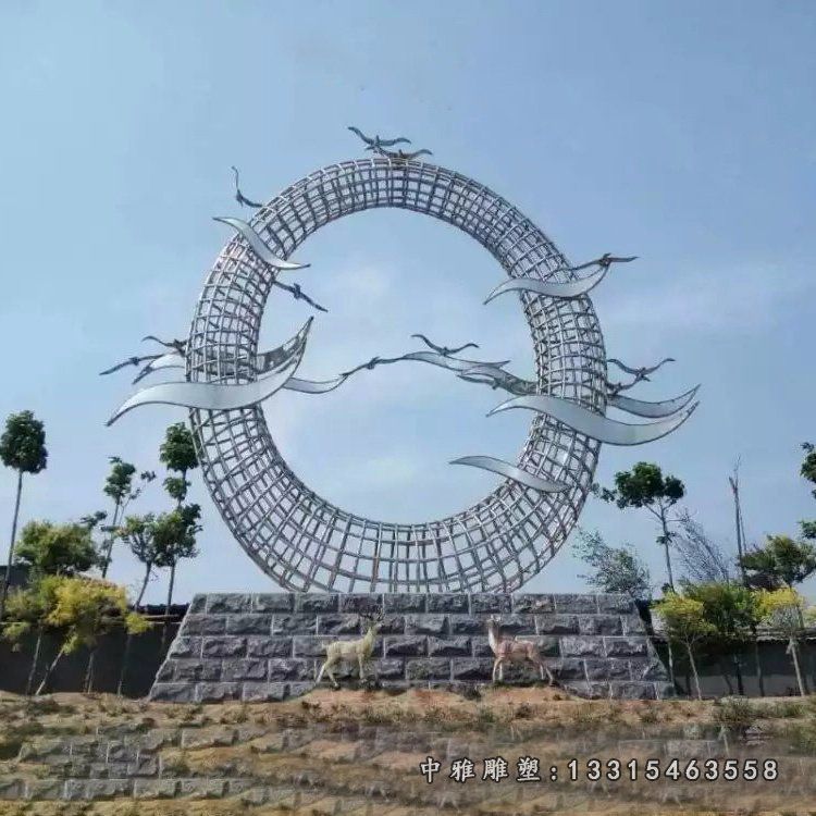 不锈钢镂空圆环大雁雕塑（1）