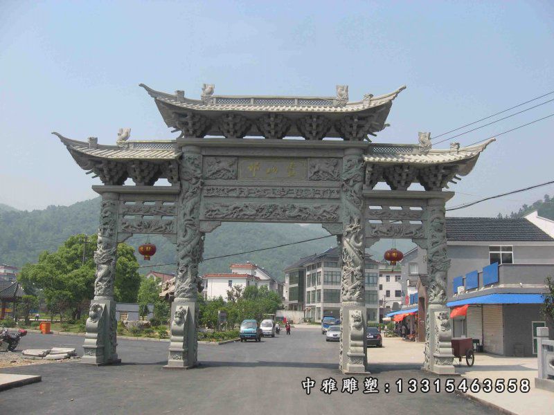 三门石雕牌坊景观