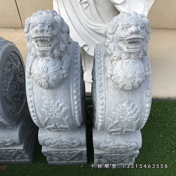 仿古门墩石雕 貔貅抱鼓石 (1)