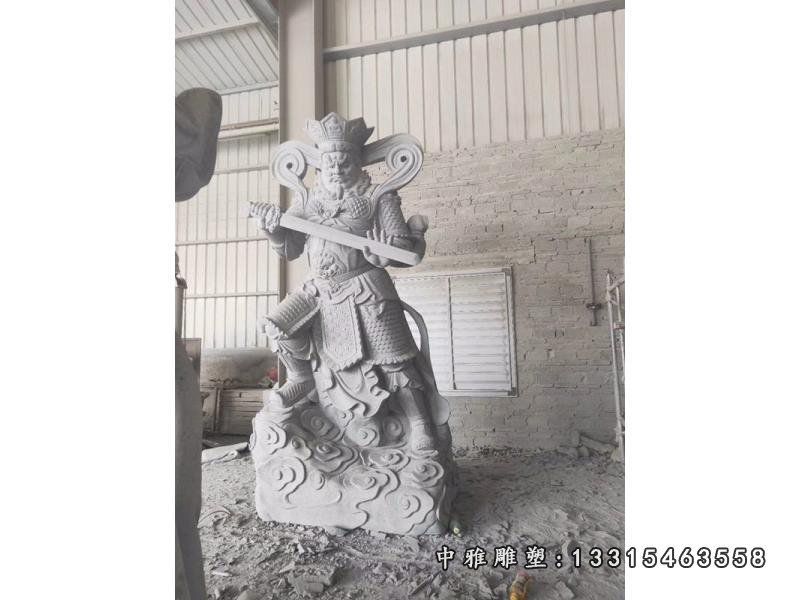 持刀武财神关公石雕,古代名人石雕
