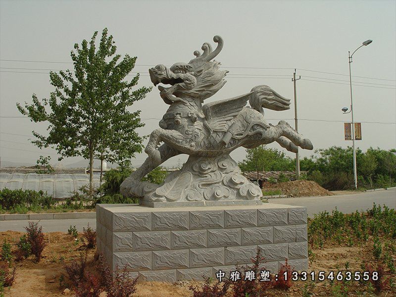 青石瑞兽麒麟石雕（2）