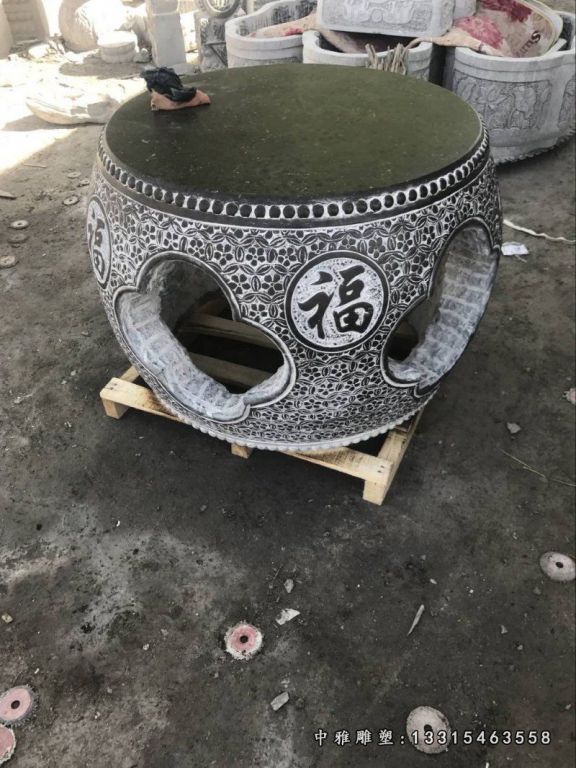 大理石空心抱鼓 石雕公园景观雕塑