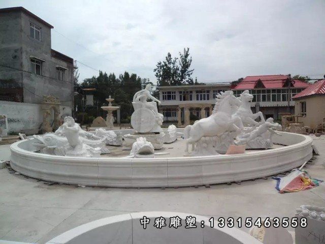 阿波罗战车石喷泉，汉白玉阿波罗石喷泉 (2)
