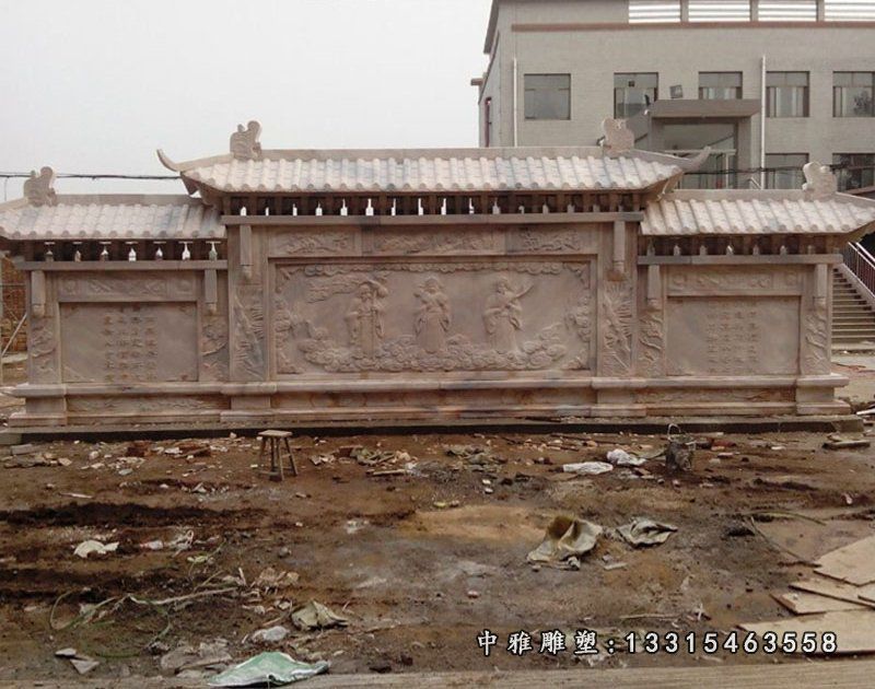 大理石古影壁 石雕公园景观摆件 (1)