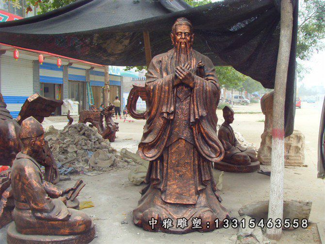 玻璃钢孔子雕塑，仿铜玻璃钢孔子雕塑 (2)
