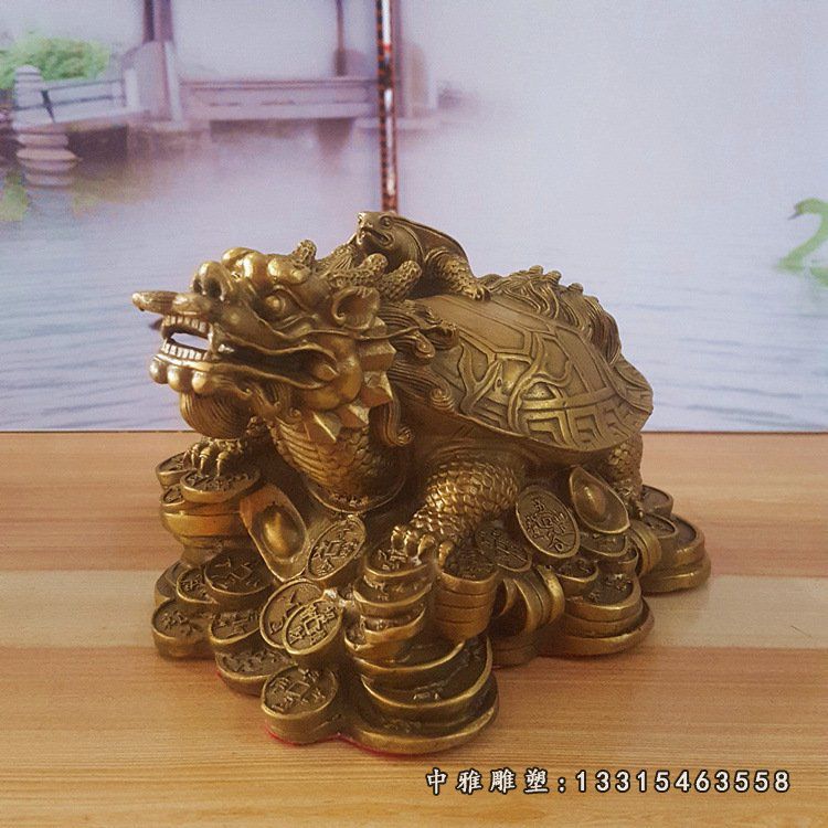 纯铜龙龟摆件纯铜金钱龟纯铜母子龙头龟铜器铜龟八卦龙铜家居摆件53019