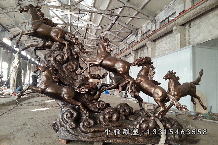 八马铜雕，八马奔跑铜雕 (2)