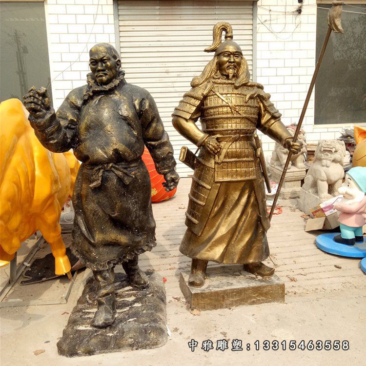古代少数民族人物和战士雕塑玻璃钢仿铜人物雕塑