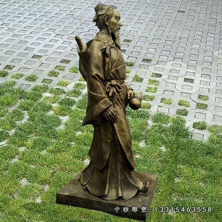 玻璃钢仿铜华佗雕塑，古代名医雕塑