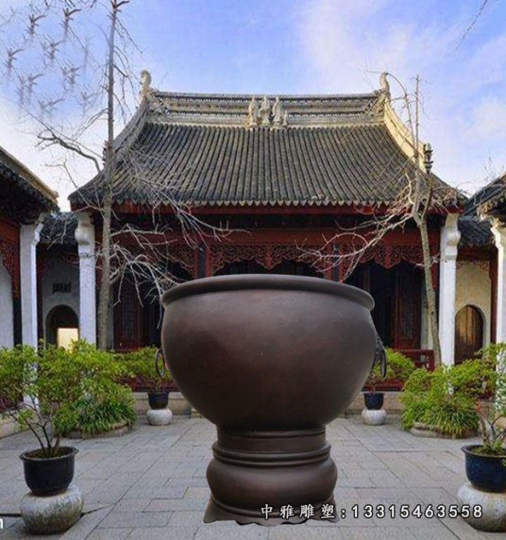 大水缸铜雕，仿铜铜水缸 (3)