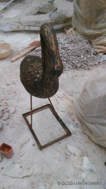 玻璃钢天鹅，仿铜动物雕塑 (2)