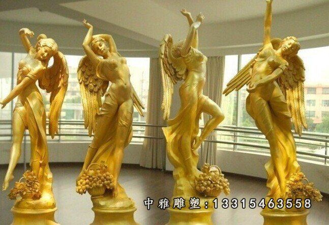 美女天使铜雕，西方人物铜雕