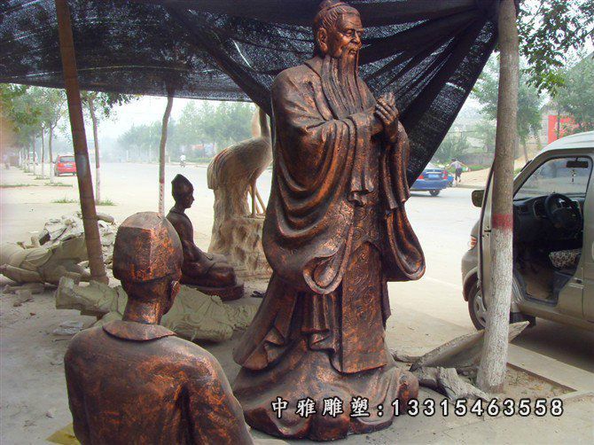 玻璃钢孔子雕塑，仿铜玻璃钢孔子雕塑