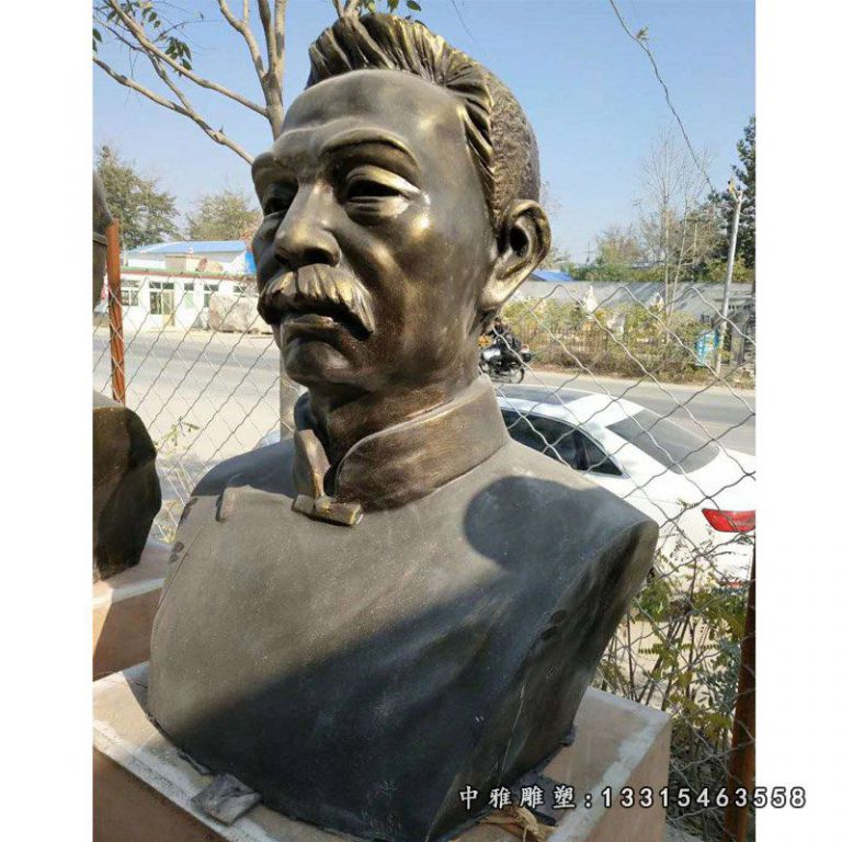 玻璃钢仿铜鲁迅胸像 校园名人雕塑 (3)