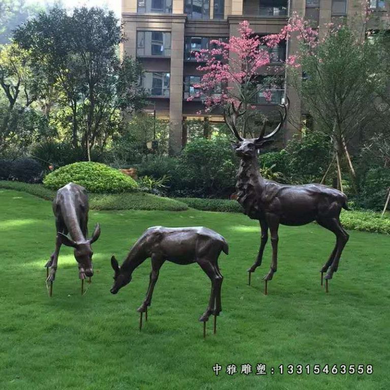 玻璃钢抽象鹿几何梅花鹿仿铜鹿户外园林景观雕塑草坪小品摆件现货3455