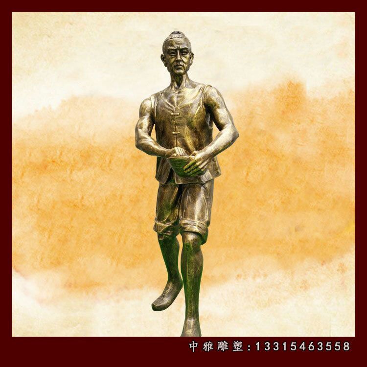 播种的古代人物铜雕，农耕文化人物铜雕