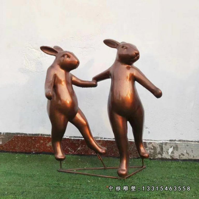 铜雕动物兔子摆件
