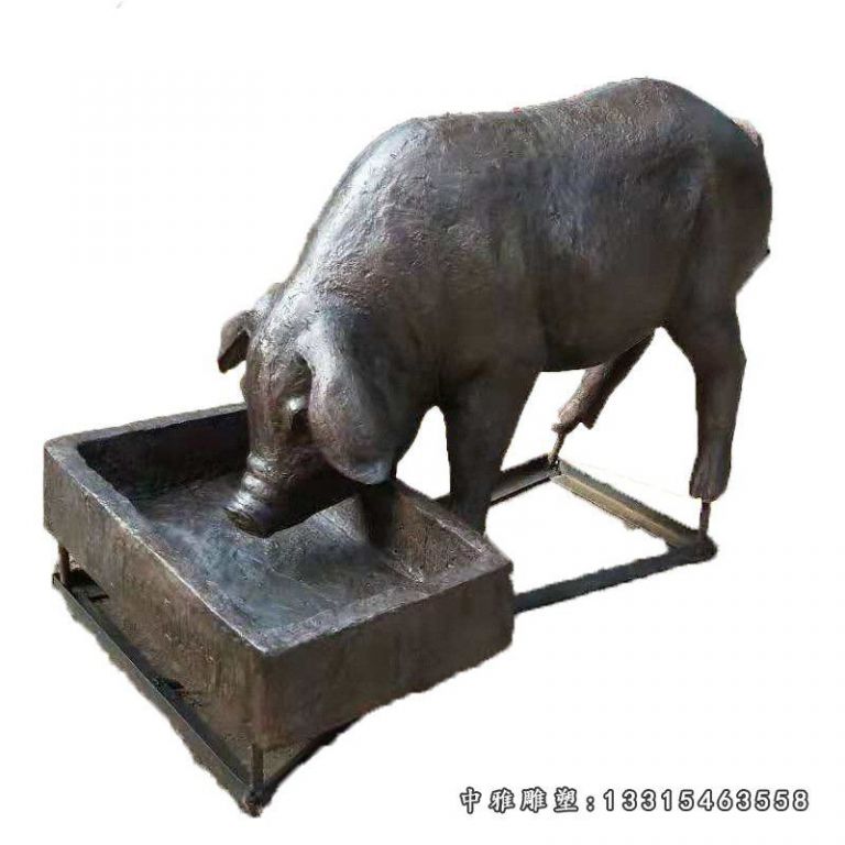 铜雕农场猪动物摆件 (1)