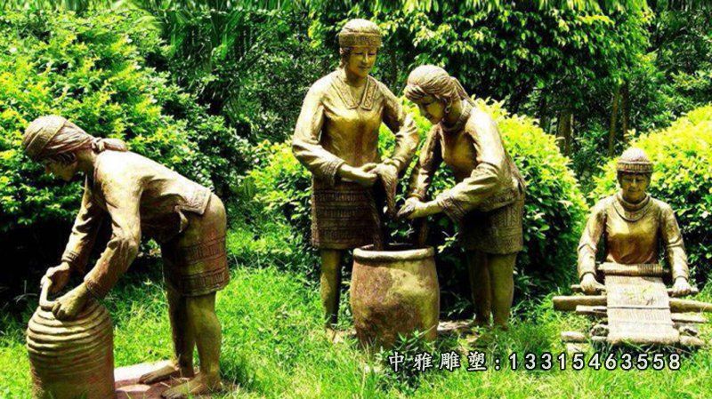 公园少数民族女子人物铜雕