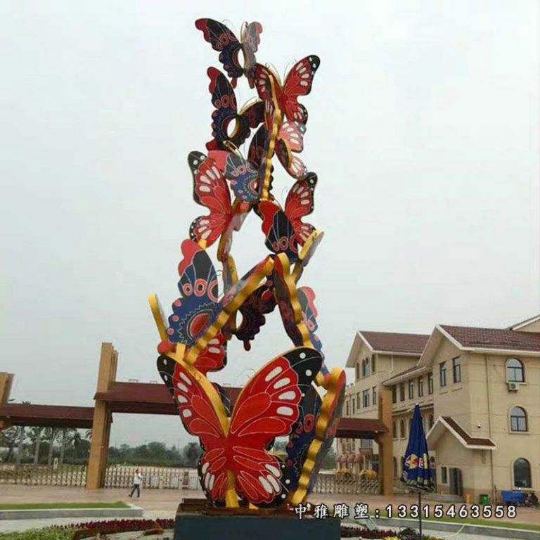 不锈钢彩色景观蝴蝶雕塑