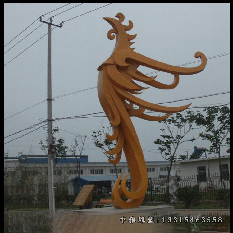 不锈钢凤凰抽象雕塑