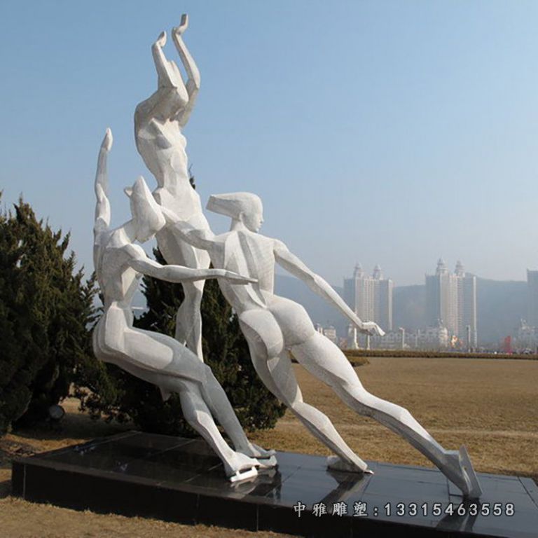 花样滑冰雕塑，不锈钢运动雕塑