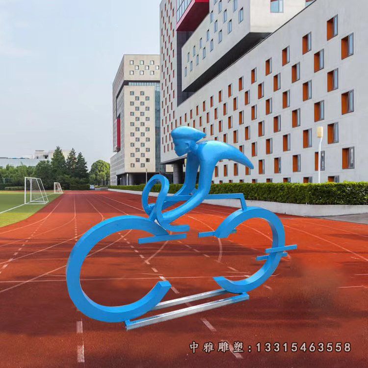 不锈钢半身骑车雕塑