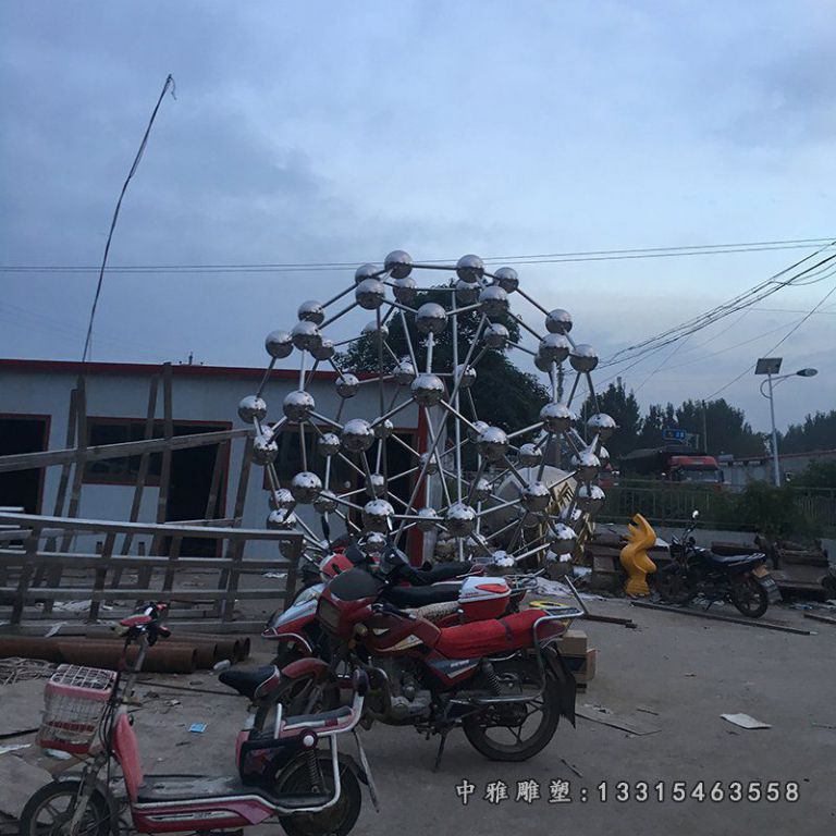 不锈钢原子球雕塑，校园不锈钢雕塑 (3)