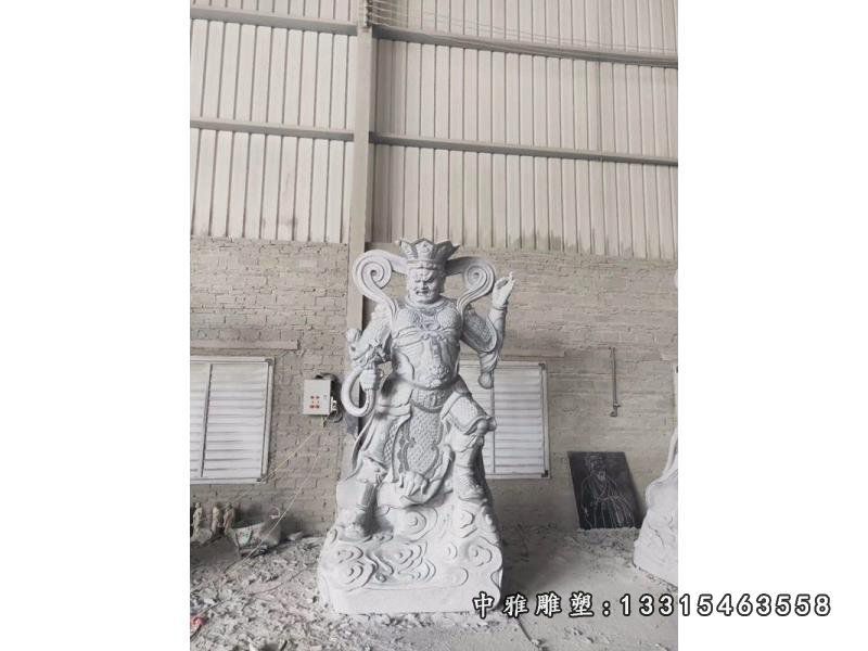 大理石佛像 持刀关公石雕