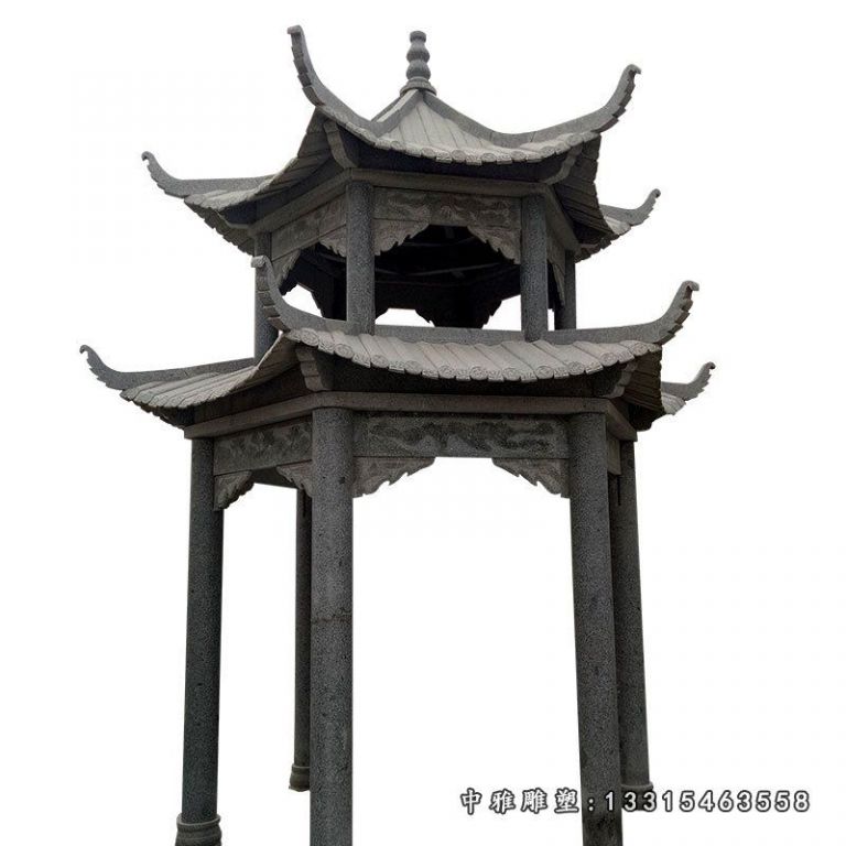 青石四角凉亭 石雕别墅景观雕塑