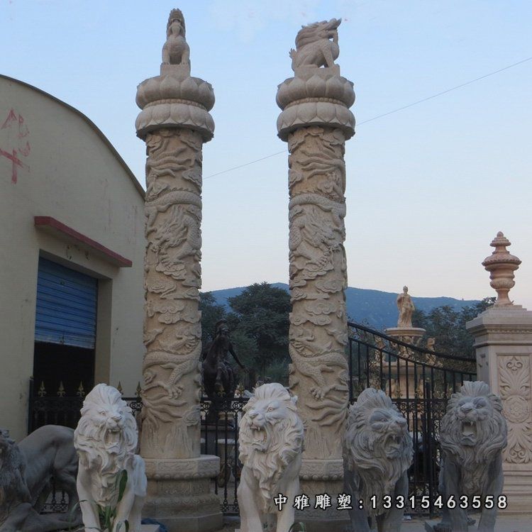 龙浮雕石柱广场石雕龙柱 (1)
