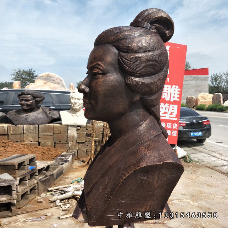 李清照胸像铜雕，校园古代诗人铜雕