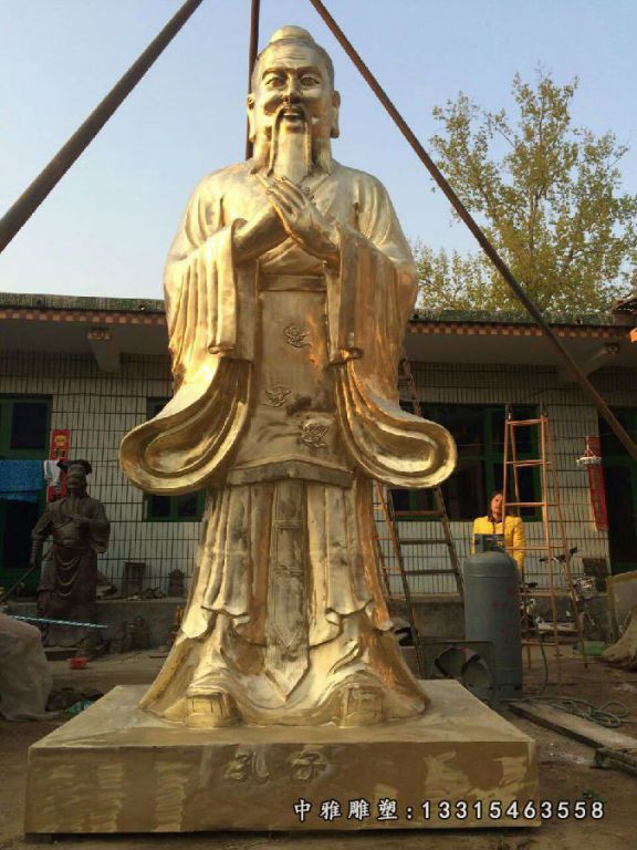 古代思想家人物雕塑，孔子铜雕 (2)