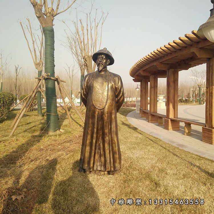 玻璃钢仿铜林则徐和清朝士兵雕塑 公园古代人物雕塑 (2)