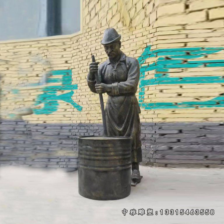 民俗古代打铁人物铜雕 (2)