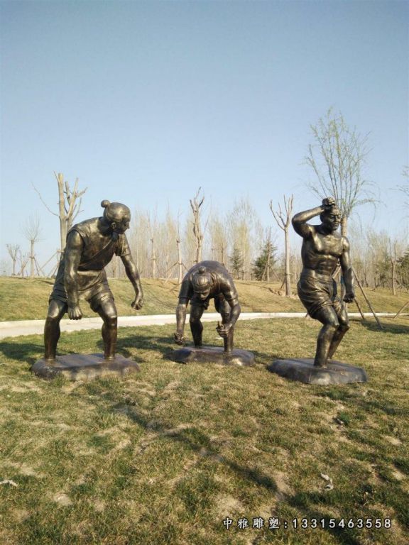 插秧的古代人物铜雕，古代农耕人物铜雕 (3)