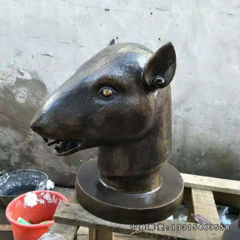 铜雕生肖羊头雕塑摆件