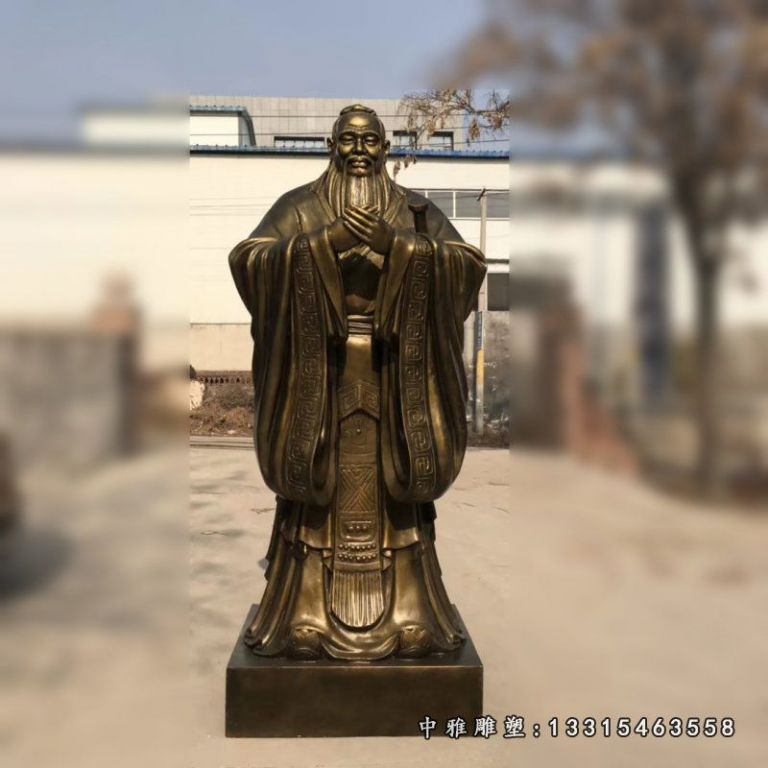 玻璃钢仿铜孔子雕塑，校园名人雕塑