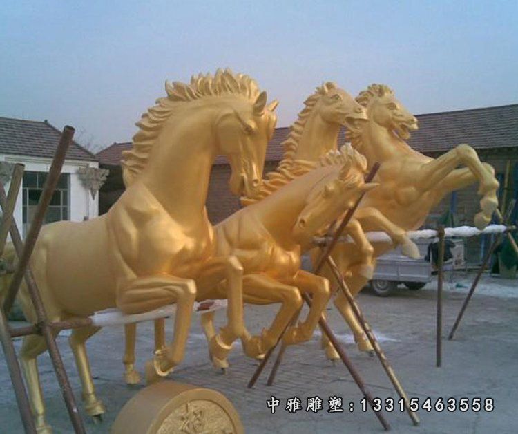 玻璃钢仿铜动物雕塑 公园仿铜马摆件 (4)