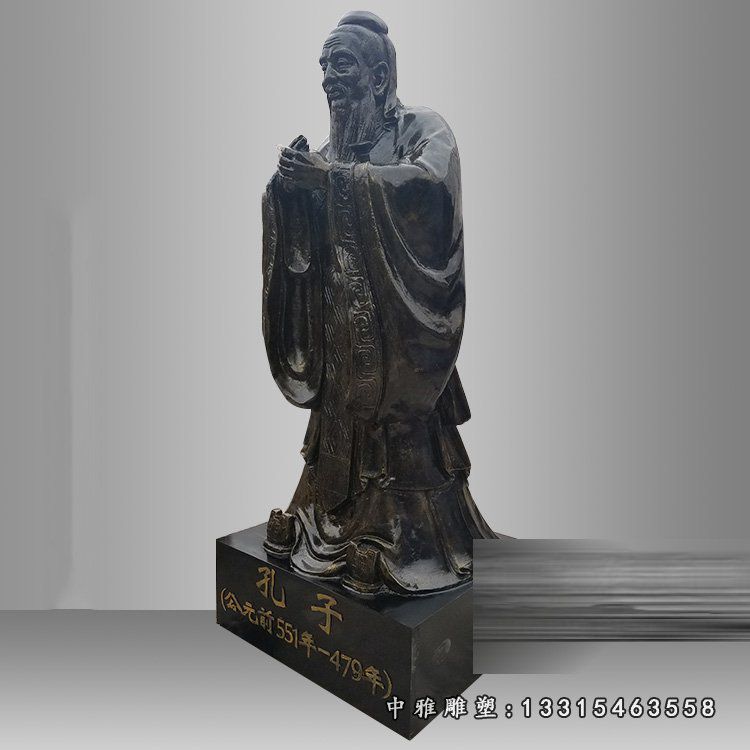 孔子雕塑，玻璃钢仿铜雕塑 (2)