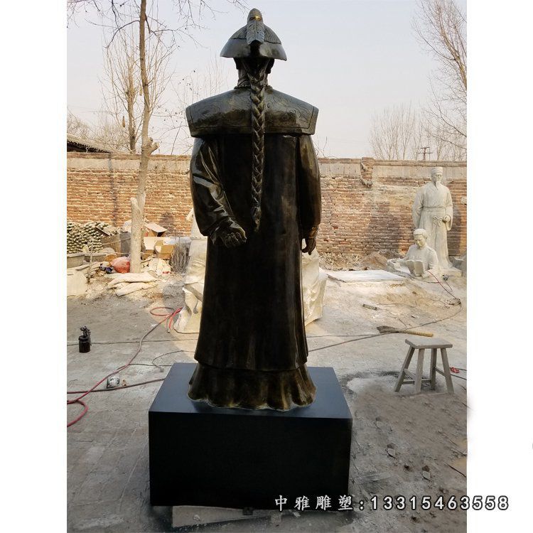 玻璃钢仿铜清朝名臣，林则徐雕塑 (2)