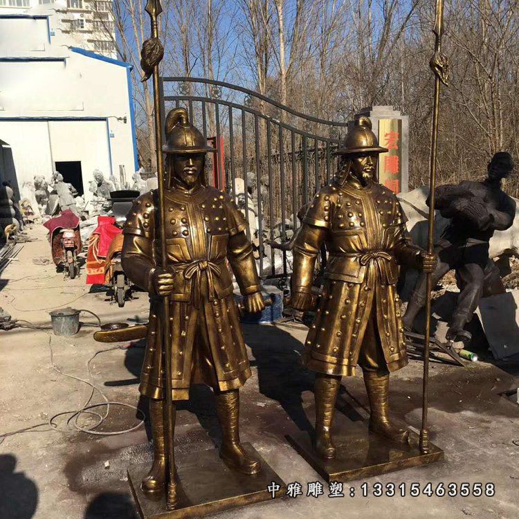 少数民族士兵雕塑玻璃钢仿铜古代人物摆件 (5)