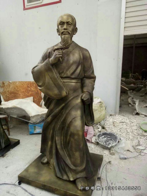 古代名医雕塑，玻璃钢仿铜华佗雕塑 (2)