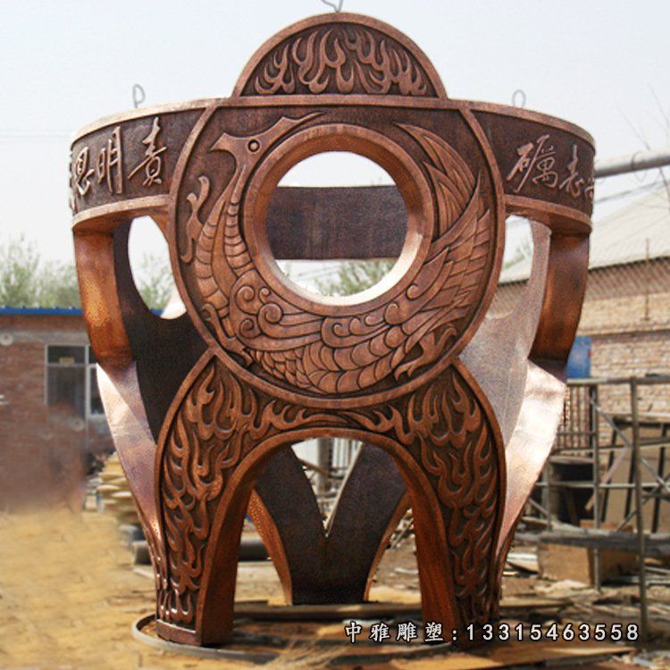 四大神兽浮雕抽象铜鼎