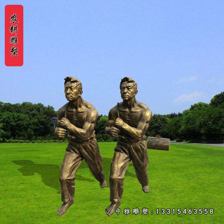 玻璃钢农耕人物雕塑 玻璃钢仿铜人物 (2)