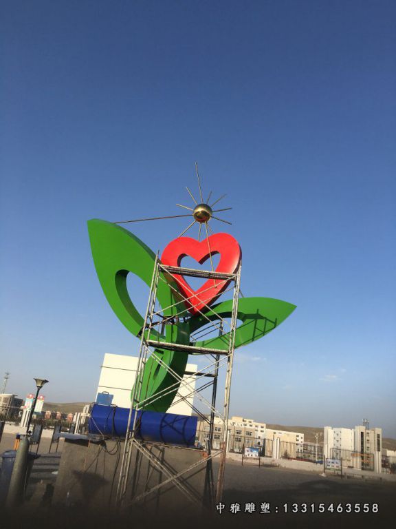 不锈钢爱心幼苗 城市景观雕塑 (2)