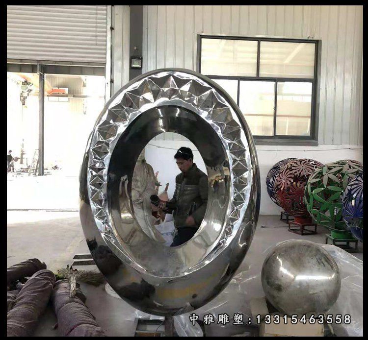 不锈钢齿轮圆环 广场景观雕塑 (2)