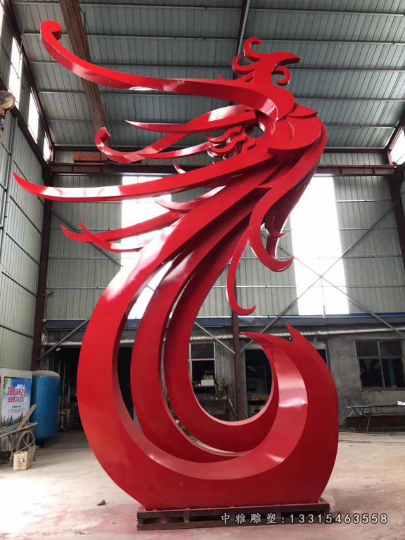 大型百鸟之王凤凰不锈钢雕塑 (2)